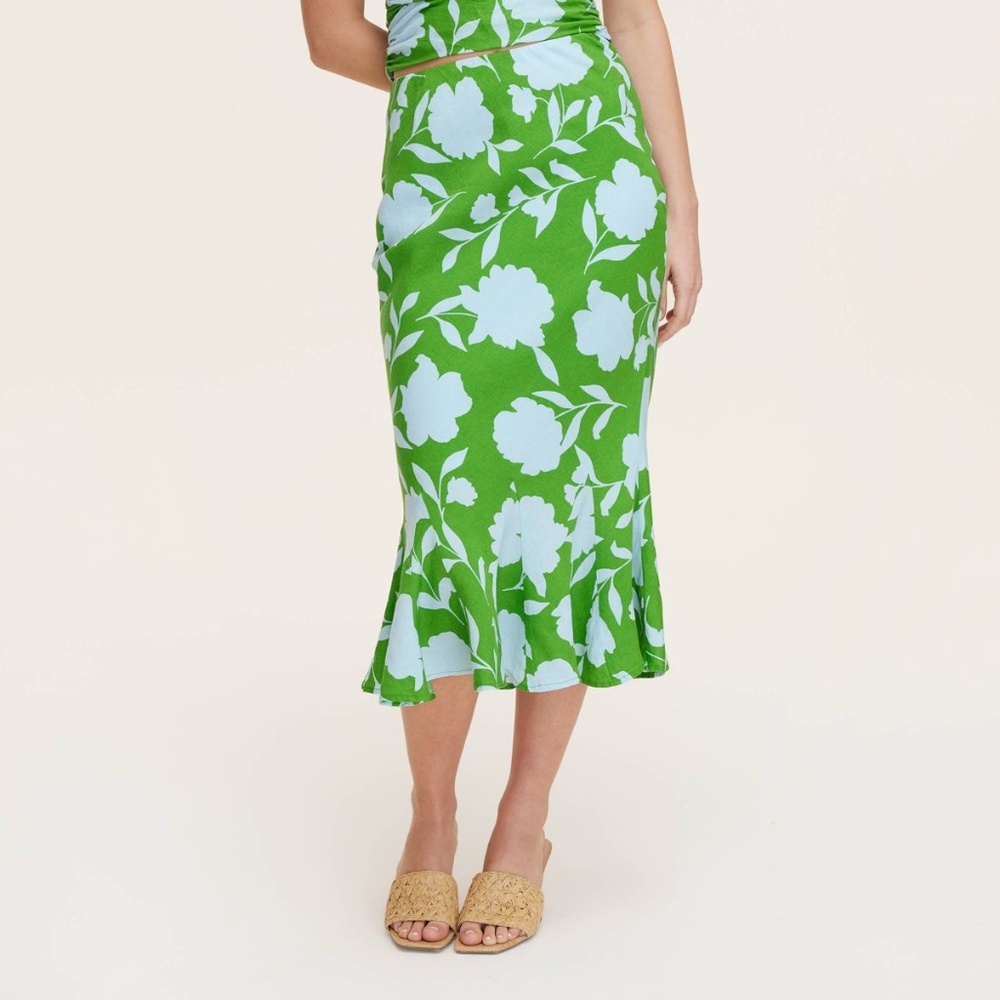 KATE SPADE x TARGET Midi Skirt - Linen Fit and Flare, Floral Print, Size XL
